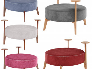 poufs vol4- round velvet pouf by adjustable color 3D Модель