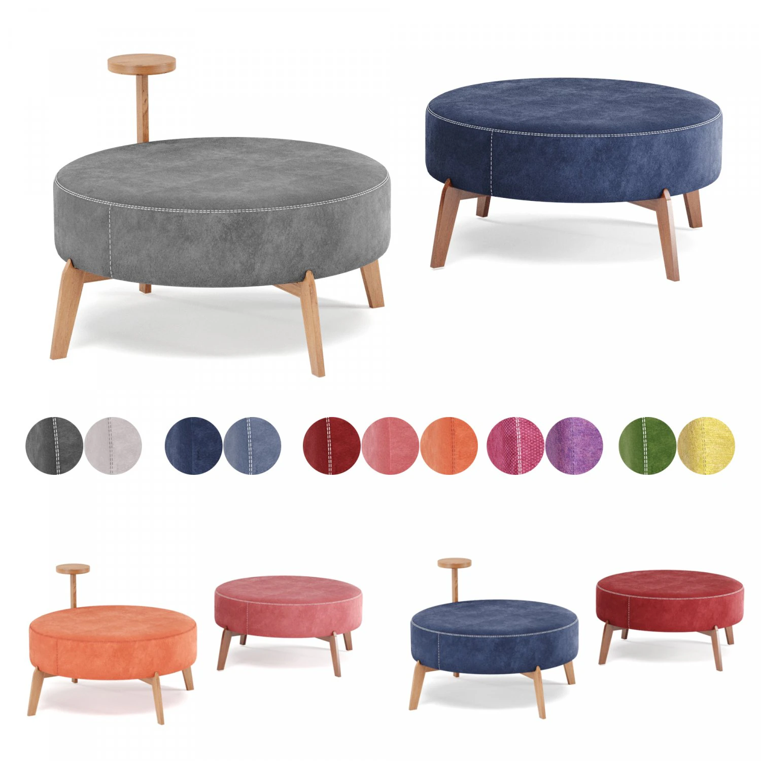 poufs vol4- verywood round velvet 3D Model .c4d .max .obj .3ds .fbx .stl .blend