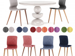 dining set 4- by marble table 3D Model