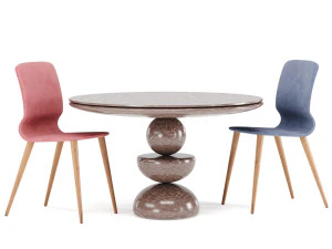 dining set 4- by marble table 3D Model