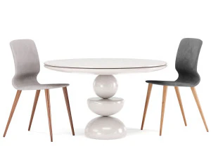 dining set 4- by marble table 3D Model