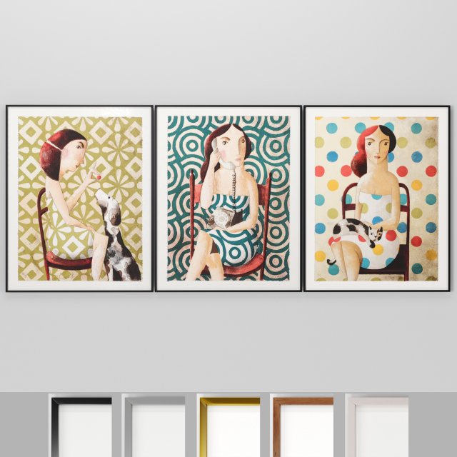 art frams 46- women in chairs 3D Модель .c4d .max .obj .3ds .fbx .stl .blend 