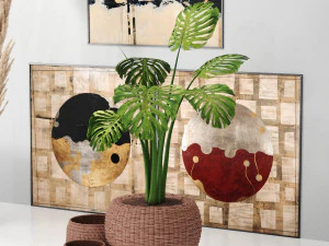 decor set -no9- vase baskets by 3 art frames 3D Model