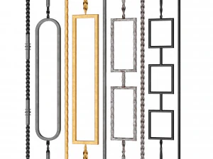 iron railing fence 02 3D Model
