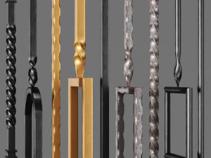 iron railing fence 02 3D Model