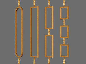 iron railing fence 02 3D Model