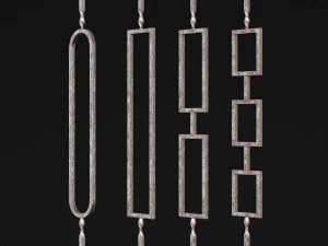 iron railing fence 02 3D Model
