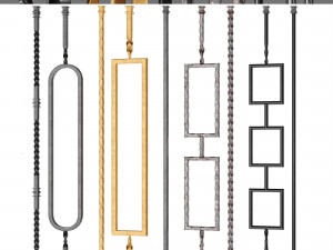 iron railing fence 02 3D Model