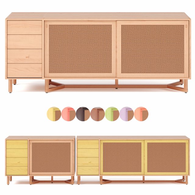 sidebar no3 sideboard with drawers by adjustable color 3D Model .c4d .max .obj .3ds .fbx .stl .blend 