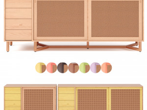 sidebar no3 sideboard with drawers by adjustable color 3D 모델