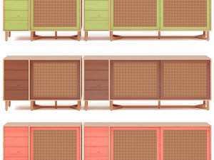 sidebar no3 sideboard with drawers by adjustable color 3D Model