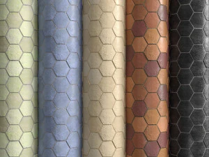 材料 10- 5 种颜色的六角形瓷砖 CG 纹理