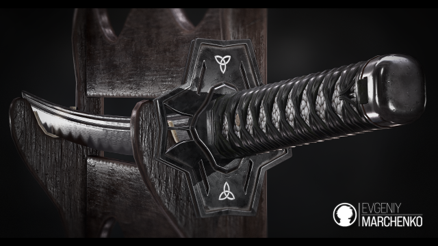 katana - game-ready model low-poly 3D Модель .c4d .max .obj .3ds .fbx .stl .blend