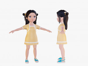 Cartoon girl brunette 3D Model
