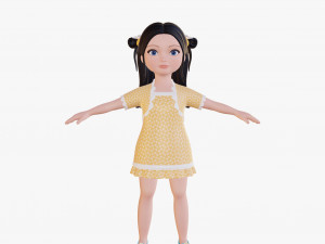 Cartoon girl brunette 3D Модель