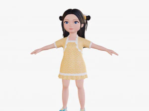 Cartoon girl brunette 3D Model