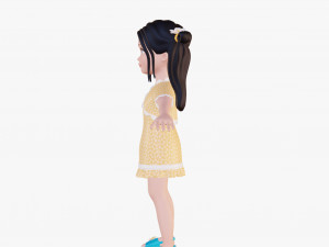 Cartoon girl brunette 3D Модель