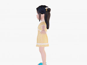 Cartoon girl brunette 3D Model