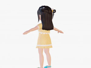 Cartoon girl brunette 3D Model