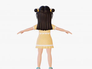 Cartoon girl brunette 3D Model