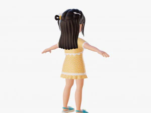 Cartoon girl brunette 3D Model
