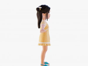 Cartoon girl brunette 3D Model