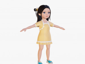 Cartoon girl brunette 3D Модель