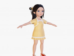 Cartoon girl brunette 3D Модель