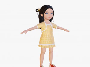 Cartoon girl brunette 3D Model