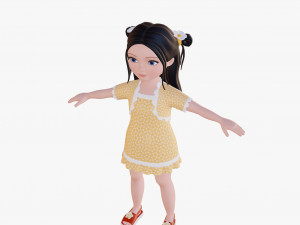 Cartoon girl brunette 3D Модель