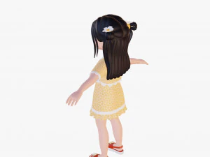 Cartoon girl brunette 3D Model