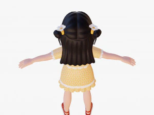 Cartoon girl brunette 3D Model