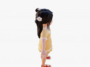 Cartoon girl brunette 3D Model