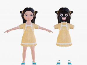 Cartoon girl brunette 3D Model