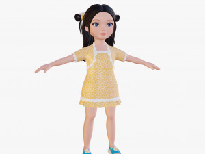 Cartoon girl brunette 3D Модель