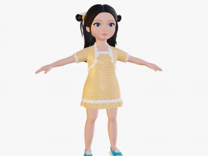 Cartoon girl brunette 3D Model