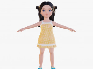 Cartoon girl brunette 3D Модель