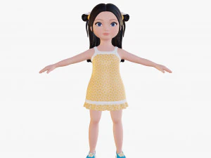 Cartoon girl brunette 3D Model