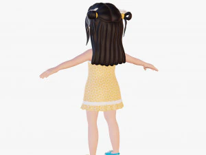 Cartoon girl brunette 3D Model