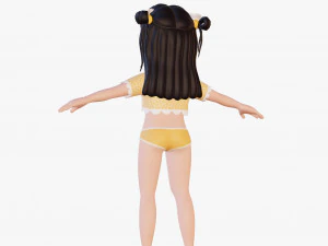 Cartoon girl brunette 3D Model