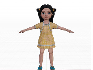 Cartoon girl brunette 3D Модель