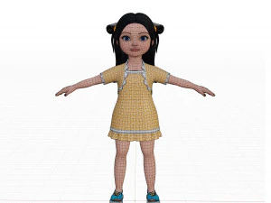 Cartoon girl brunette 3D Model