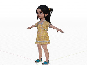 Cartoon girl brunette 3D Модель