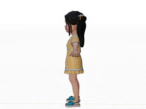 Cartoon girl brunette 3D Model