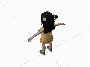 Cartoon girl brunette 3D Model