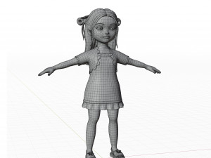 Cartoon girl brunette 3D Модель