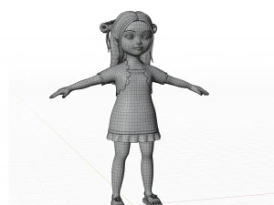 Cartoon girl brunette 3D Model