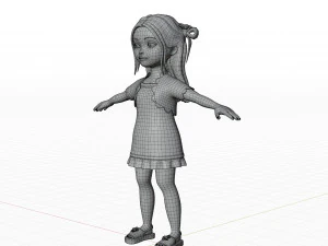Cartoon girl brunette 3D Model