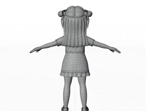 Cartoon girl brunette 3D Model