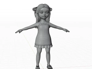 Cartoon girl brunette 3D Model